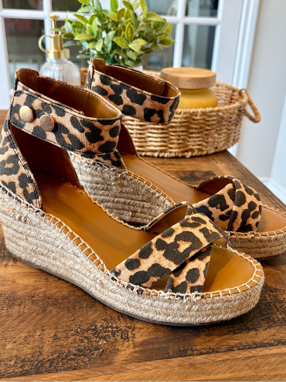 Franco Sarto Leopard Print Espadrille Wedges